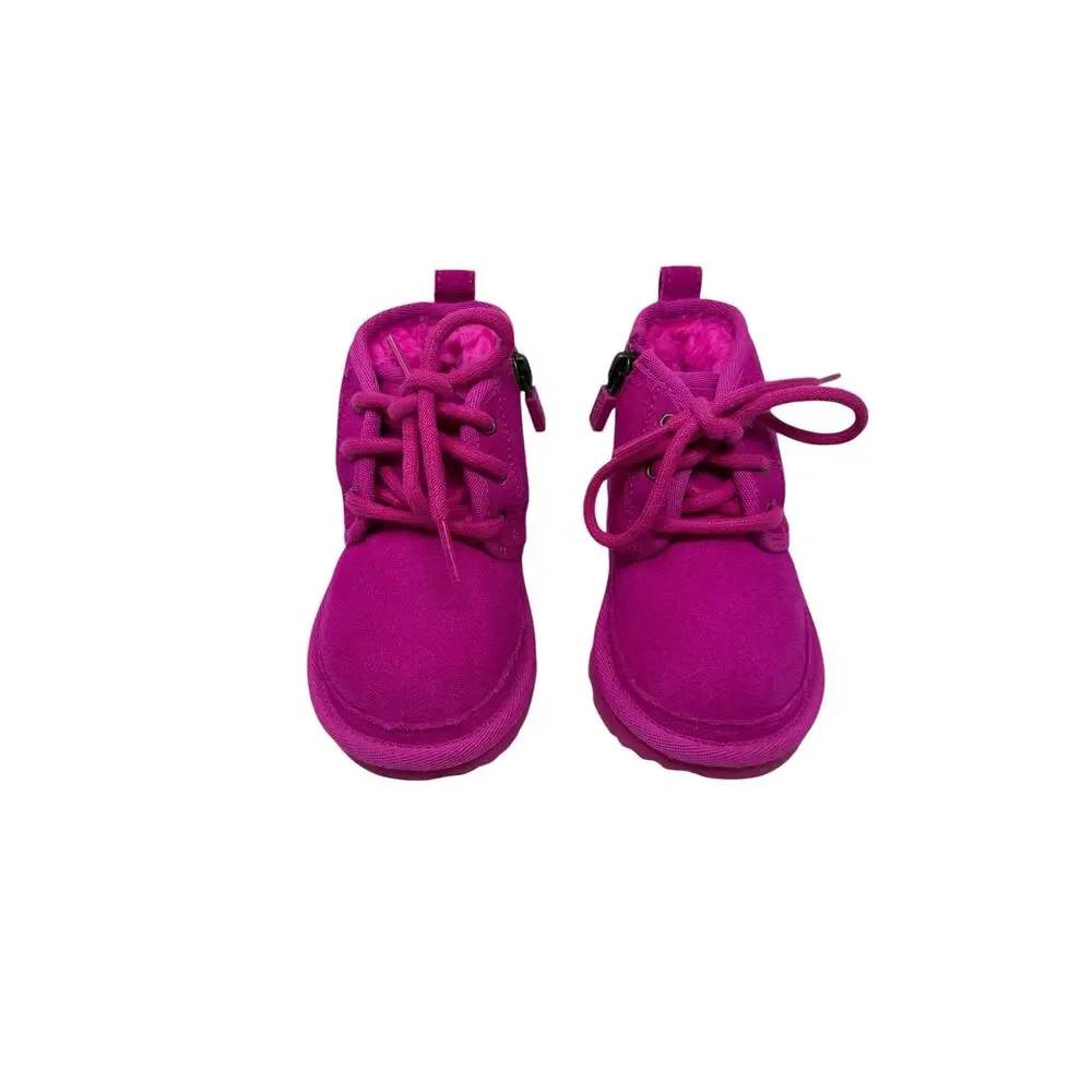 UGG Neumel II Toddler Boots Pink Fuchsia Suede Lace Up Zip Kids Size‎ 6